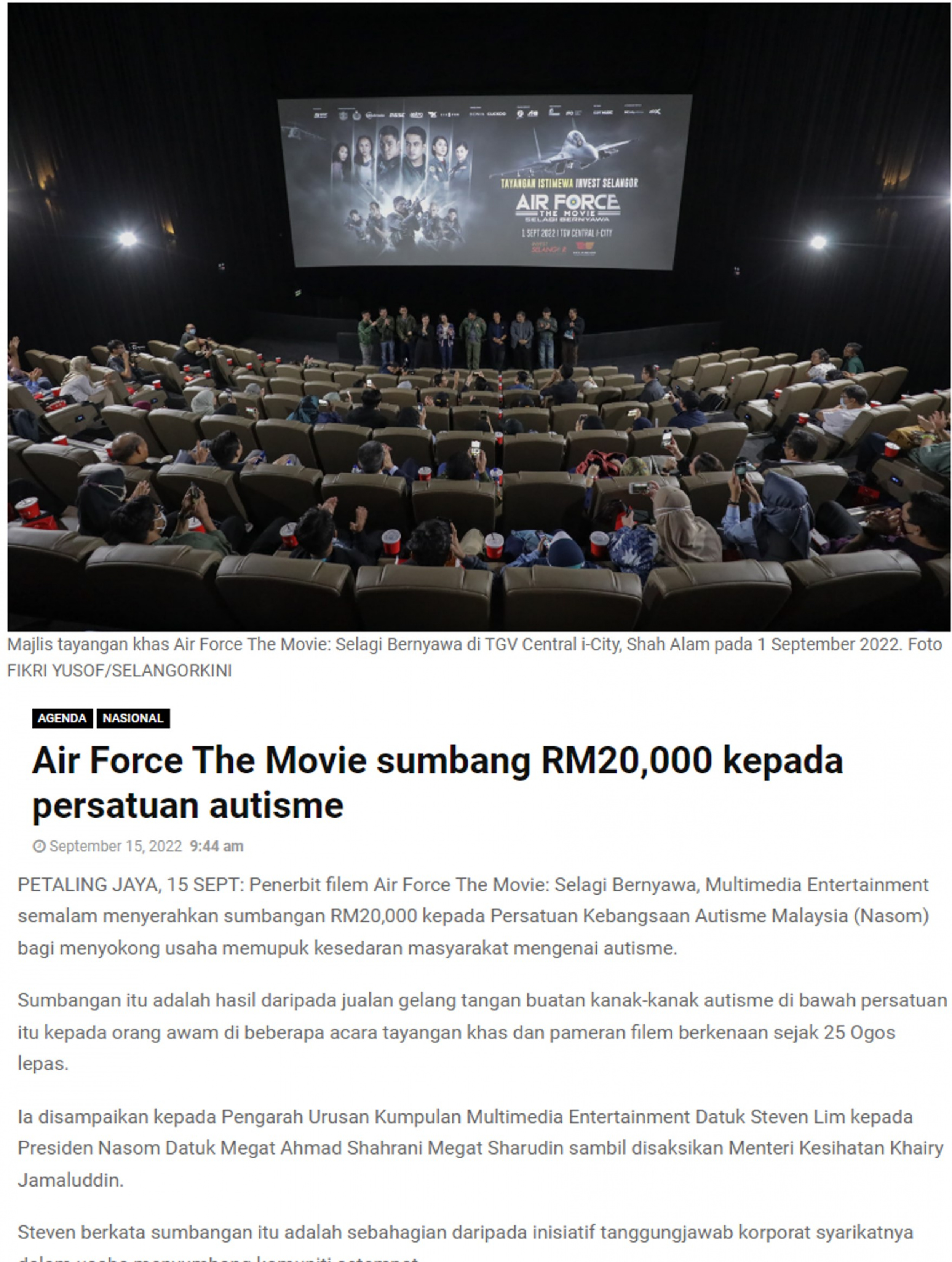 Multimedia donates RM20,000 to The National Autism Society of Malaysia (NASOM)